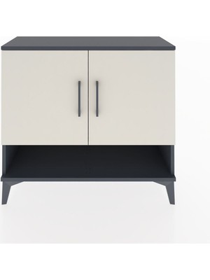 Arges Şifonyer 2 Raflı 2 Kapaklı 88X30X80 Antrasit-Aytaşı