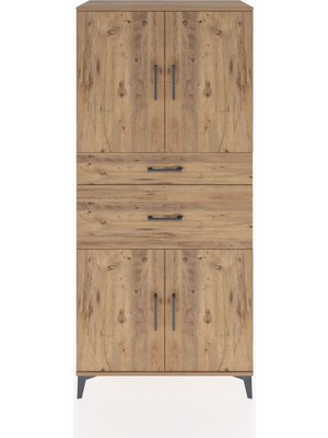 Hyperion Dolap 4 Raflı 2 Çekmeceli 4 Kapaklı 88X44X195 Çam-Çam