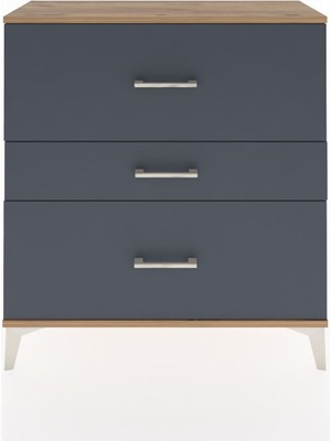 Arges Şifonyer 3 Çekmeceli 88X30X96 Çam-Antrasit