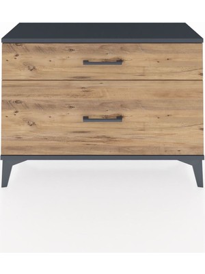 Arges Şifonyer 2 Çekmeceli 88X30X64 Antrasit-Çam