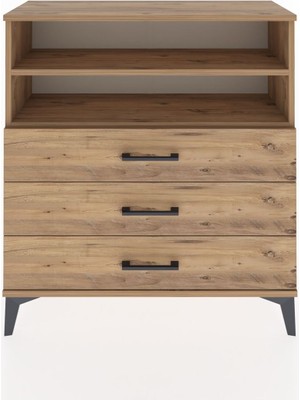 Arges Şifonyer 2 Raflı 3 Çekmeceli 88X30X96 Çam-Çam