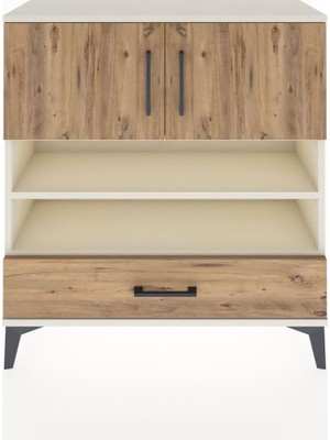 Arges Şifonyer 4 Raflı Tek Çekmeceli 2 Kapaklı 88X30X96 Aytaşı-Çam