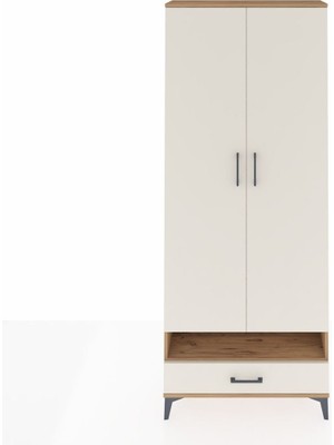 Arges Dolap 6 Raflı Tek Çekmeceli 2 Kapaklı 88X30X221 Çam-Aytaşı