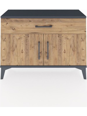 Arges Şifonyer Tek Raflı Tek Çekmeceli 2 Kapaklı 88X30X64 Antrasit-Çam