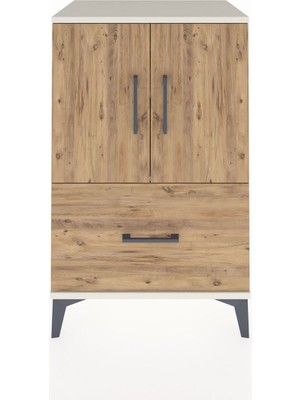 Hyperion Komodin 2 Raflı Tek Çekmeceli 2 Kapaklı 60X44X96 Aytaşı-Çam