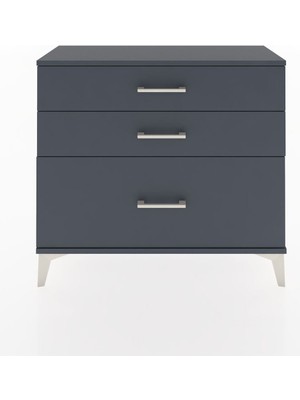 Arges Şifonyer 3 Çekmeceli 88X30X80 Antrasit-Antrasit