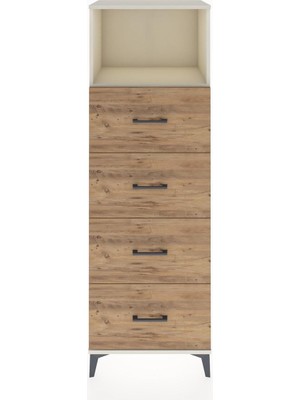 Hyperion Dolap Tek Raflı 4 Çekmeceli 60X44X182 Aytaşı-Çam