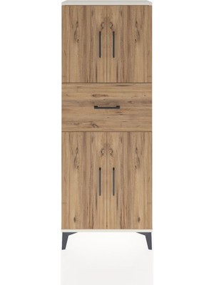 Arges Dolap 2 Raflı Tek Çekmeceli 4 Kapaklı 60X30X163 Aytaşı-Çam