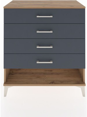 Hyperion Şifonyer 4 Çekmeceli 88X44X96 Çam-Antrasit