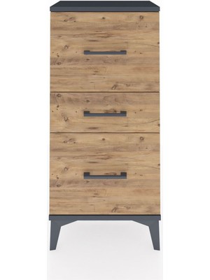 Arges Komodin 3 Çekmeceli 44X30X96 Antrasit-Çam