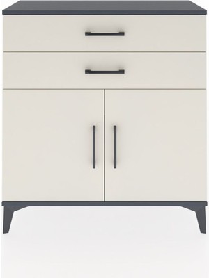 Arges Şifonyer Tek Raflı 2 Çekmeceli 2 Kapaklı 88X30X96 Antrasit-Aytaşı
