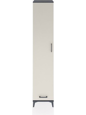 Hyperion Dolap 5 Raflı Tek Çekmeceli Tek Kapaklı 44X44X221 Antrasit-Aytaşı