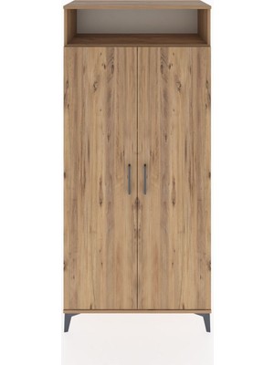 Hyperion Dolap 5 Raflı 2 Kapaklı 88X44X195 Çam-Çam