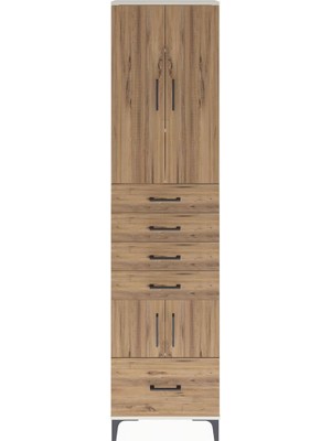Arges Dolap 4 Raflı 5 Çekmeceli 4 Kapaklı 60X30X243 Aytaşı-Çam