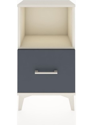 Arges Komodin Tek Raflı Tek Çekmeceli 44X30X80 Aytaşı-Antrasit