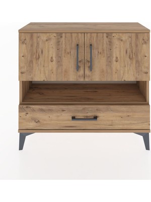 Arges Şifonyer 3 Raflı Tek Çekmeceli 2 Kapaklı 88X30X80 Çam-Çam