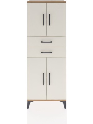 Arges Dolap 3 Raflı 2 Çekmeceli 4 Kapaklı 60X30X163 Çam-Aytaşı