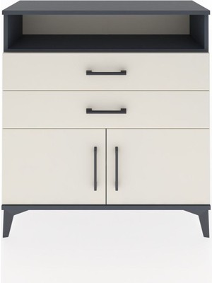 Arges Şifonyer 2 Raflı 2 Çekmeceli 2 Kapaklı 88X30X96 Antrasit-Aytaşı