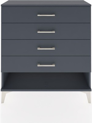 Arges Şifonyer 4 Çekmeceli 88X30X96 Antrasit-Antrasit