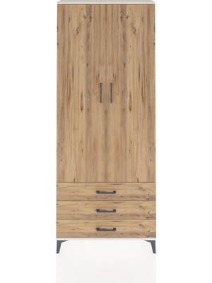 Arges Dolap 2 Raflı 3 Çekmeceli Tek Askılı 88X30X221 Aytaşı-Çam