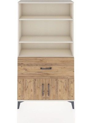 Arges Dolap 3 Raflı Tek Çekmeceli 2 Kapaklı 88X30X163 Aytaşı-Çam