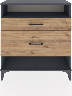 Arges Şifonyer Tek Raflı 2 Çekmeceli 88X30X96 Antrasit-Çam