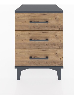 Hyperion Komodin 3 Çekmeceli 44X44X64 Antrasit-Çam