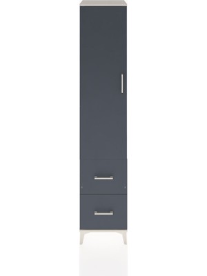Hyperion Dolap 4 Raflı 2 Çekmeceli Tek Kapaklı 44X44X221 Aytaşı-Antrasit