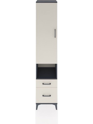 Hyperion Dolap 4 Raflı 2 Çekmeceli Tek Kapaklı 44X44X221 Antrasit-Aytaşı