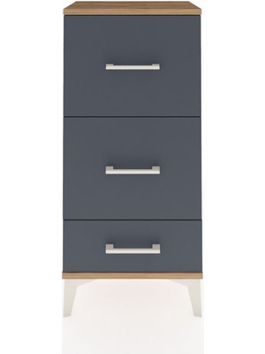Arges Komodin 3 Çekmeceli 44X30X96 Çam-Antrasit