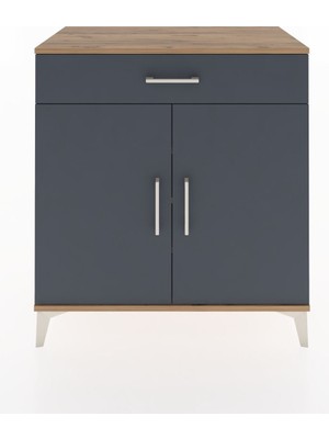 Hyperion Şifonyer 3 Raflı Tek Çekmeceli 2 Kapaklı 88X44X96 Çam-Antrasit