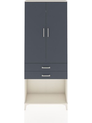 Arges Dolap 2 Raflı 2 Çekmeceli Tek Askılı 88X30X221 Aytaşı-Antrasit