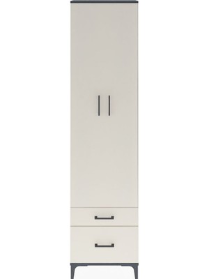Arges Dolap 4 Raflı 2 Çekmeceli 2 Kapaklı 60X30X243 Antrasit-Aytaşı