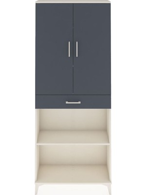 Arges Dolap 4 Raflı Tek Çekmeceli 2 Kapaklı 88X30X221 Aytaşı-Antrasit