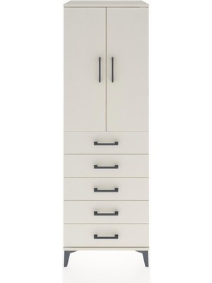 Hyperion Dolap Tek Raflı 5 Çekmeceli 2 Kapaklı 60X44X182 Aytaşı-Aytaşı