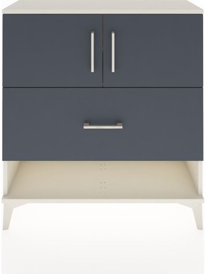 Arges Şifonyer 2 Raflı Tek Çekmeceli 2 Kapaklı 88X30X96 Aytaşı-Antrasit