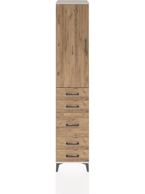 Hyperion Dolap 3 Raflı 5 Çekmeceli Tek Kapaklı 44X44X221 Aytaşı-Çam