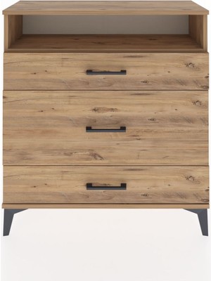 Arges Şifonyer Tek Raflı 3 Çekmeceli 88X30X96 Çam-Çam
