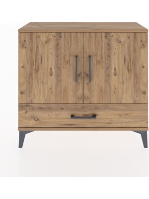 Arges Şifonyer 2 Raflı Tek Çekmeceli 2 Kapaklı 88X30X80 Çam-Çam