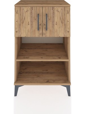 Hyperion Komodin 2 Raflı 2 Kapaklı 60X44X96 Çam-Çam