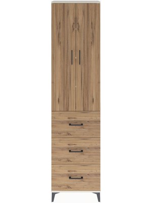 Arges Dolap 4 Raflı 3 Çekmeceli 2 Kapaklı 60X30X243 Aytaşı-Çam