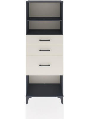 Arges Dolap 2 Raflı 3 Çekmeceli 60X30X163 Antrasit-Aytaşı