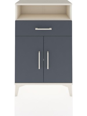 Arges Komodin 2 Raflı Tek Çekmeceli 2 Kapaklı 60X30X96 Aytaşı-Antrasit