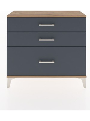 Arges Şifonyer 3 Çekmeceli 88X30X80 Çam-Antrasit
