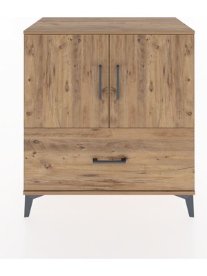 Hyperion Şifonyer 3 Raflı Tek Çekmeceli 2 Kapaklı 88X44X96 Çam-Çam