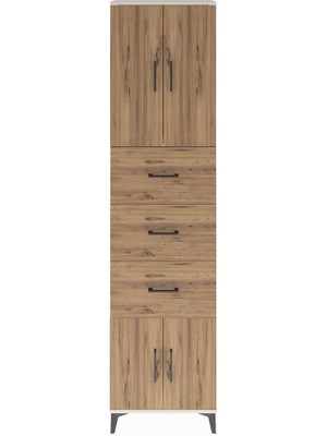 Arges Dolap Tek Raflı 3 Çekmeceli 4 Kapaklı 60X30X243 Aytaşı-Çam