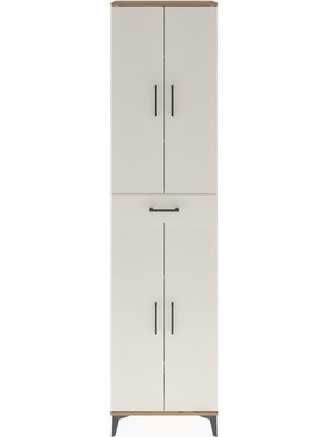 Arges Dolap 5 Raflı Tek Çekmeceli 4 Kapaklı 60X30X243 Çam-Aytaşı