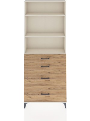 Arges Dolap 3 Raflı 4 Çekmeceli 88X30X221 Aytaşı-Çam