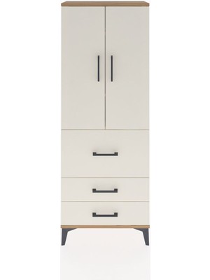 Arges Dolap 3 Raflı 3 Çekmeceli 2 Kapaklı 60X30X163 Çam-Aytaşı