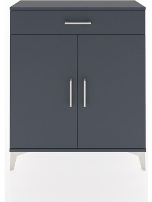 Arges Şifonyer Tek Raflı Tek Çekmeceli 2 Kapaklı 88X30X106 Antrasit-Antrasit